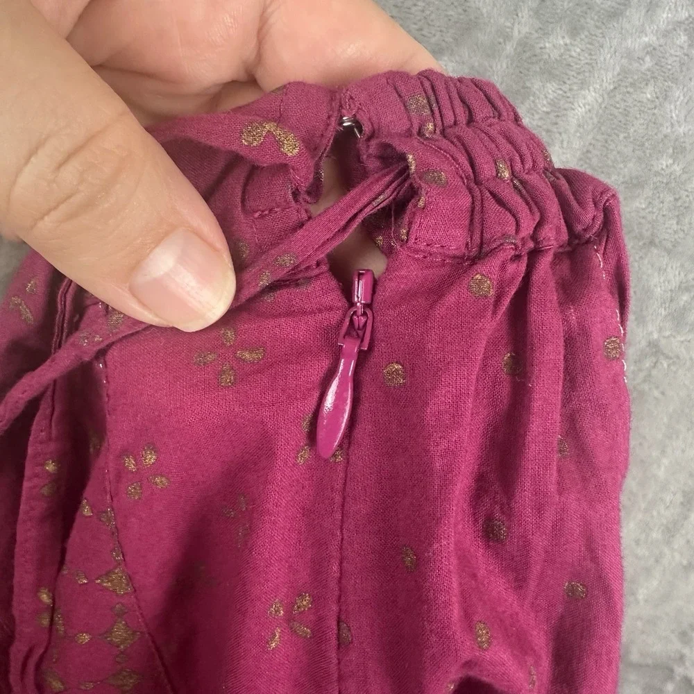 Fabindia Maxi Skirt Girls 8-10 Magenta Pink Gold Indian  Ethnic